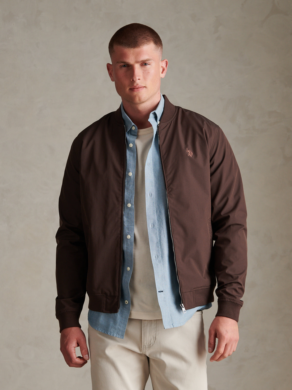 Mens Jersey Lined Smart Bomber Jacket Java