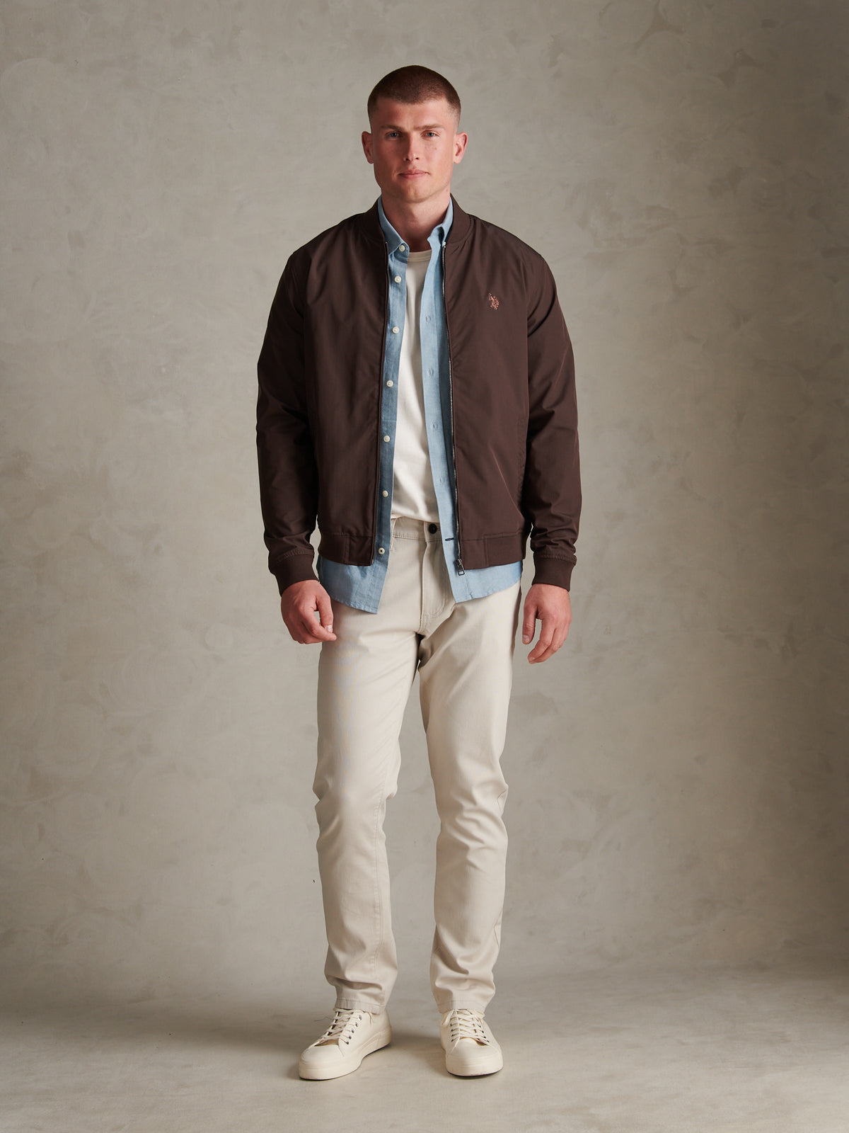 Mens Jersey Lined Smart Bomber Jacket Java