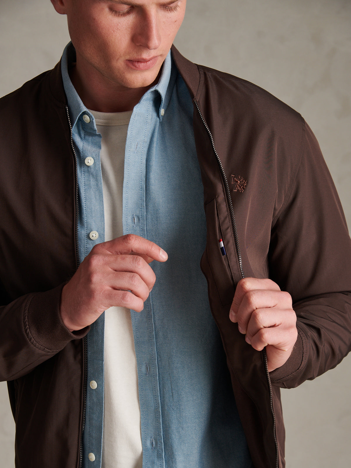 Mens Jersey Lined Smart Bomber Jacket Java