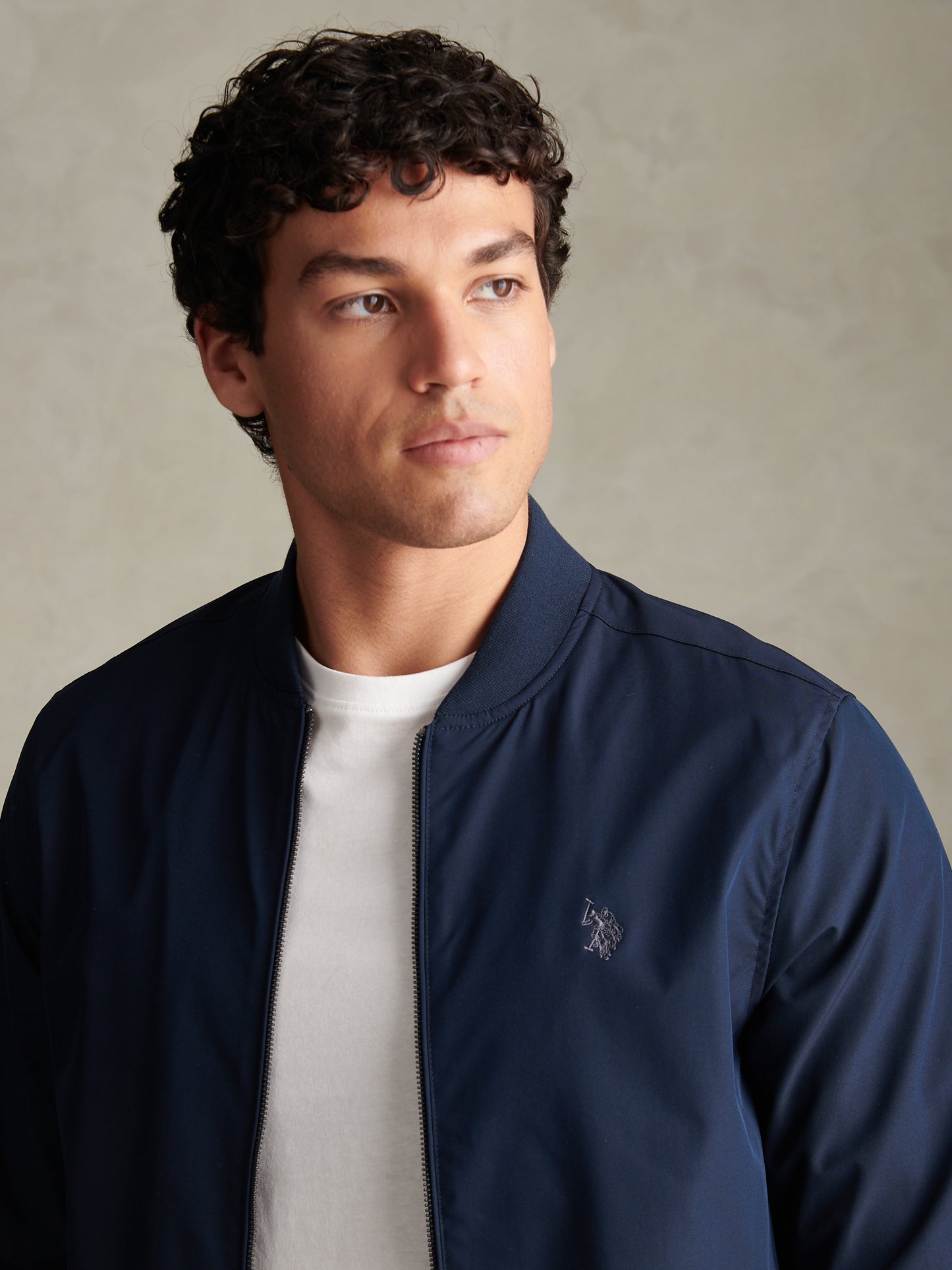 Mens Jersey Lined Smart Bomber Jacket Dark Sapphire Navy