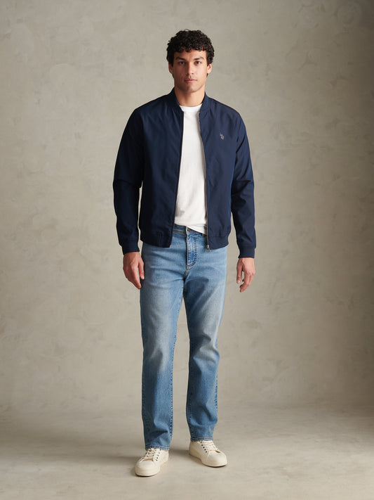 Mens Jersey Lined Smart Bomber Jacket Dark Sapphire Navy