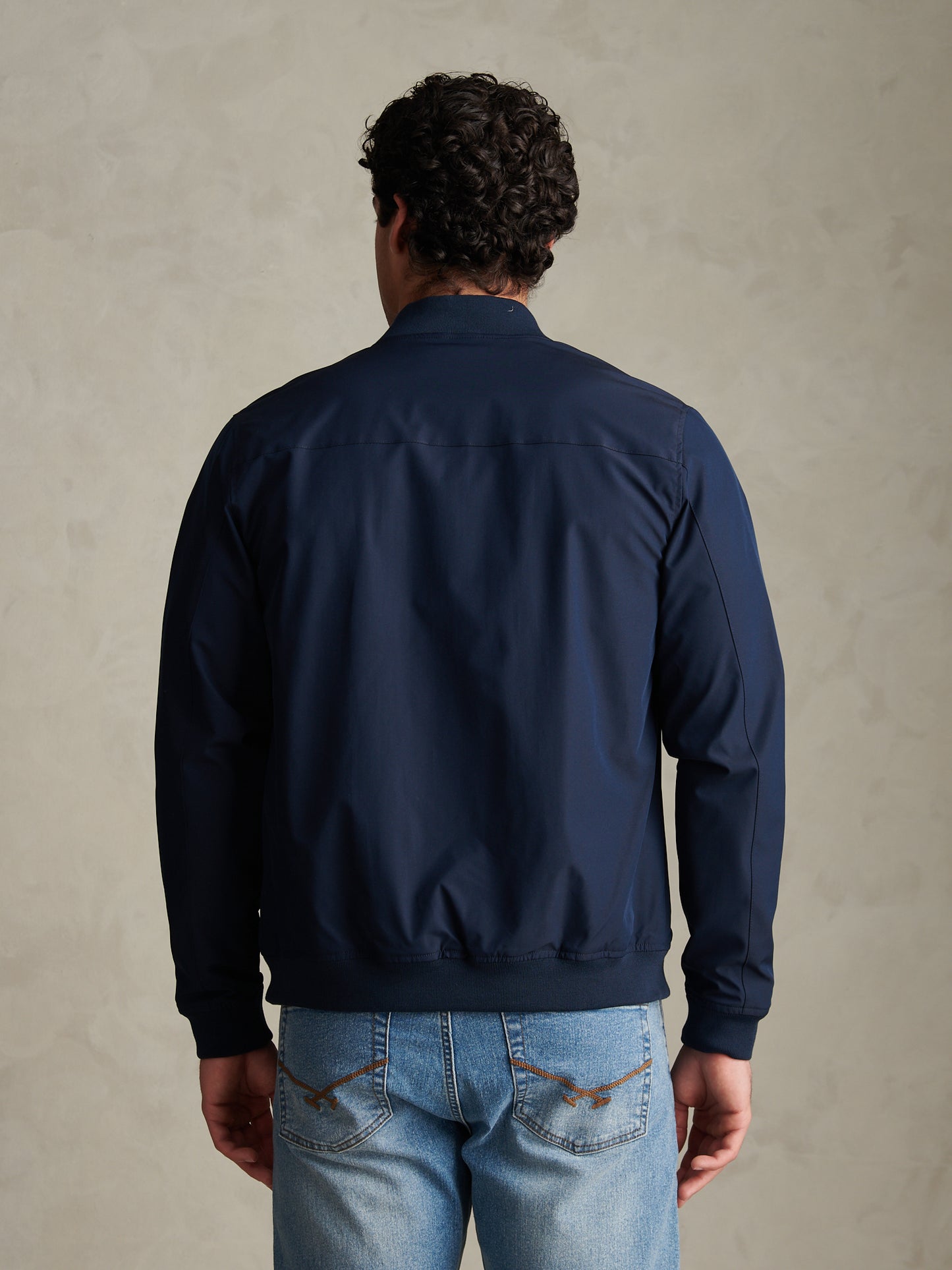 Mens Jersey Lined Smart Bomber Jacket Dark Sapphire Navy