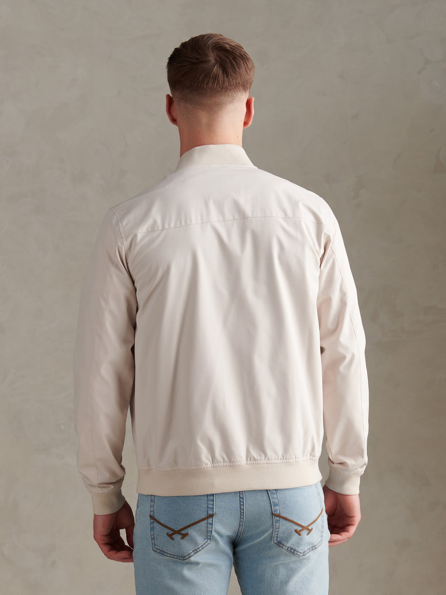 Mens Jersey Lined Smart Bomber Jacket Beige