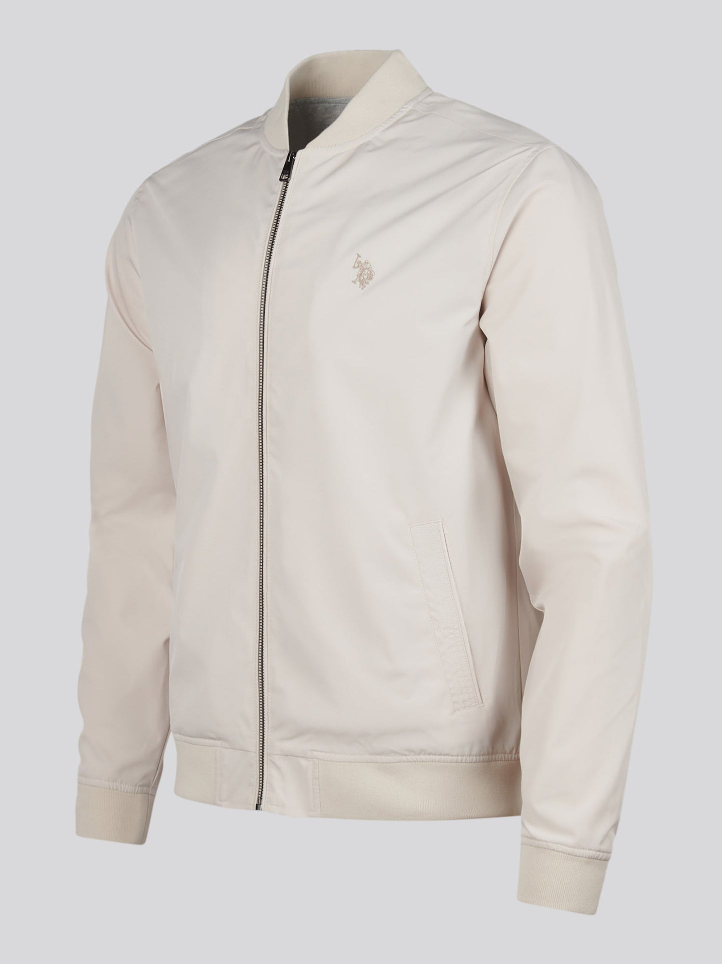 Mens Jersey Lined Smart Bomber Jacket Beige