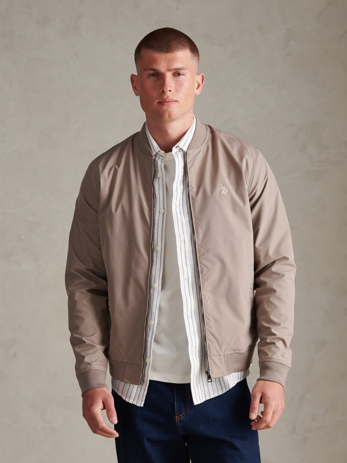 Mens Jersey Lined Smart Bomber Jacket Cinder