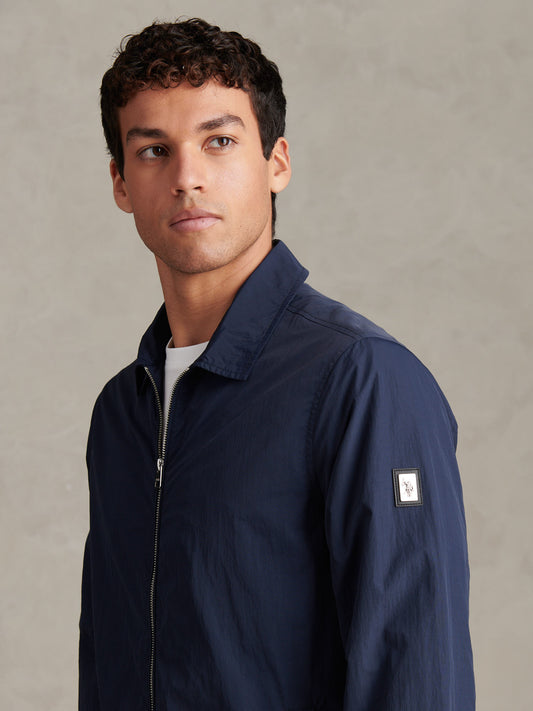 Mens Zip Through Bomber Jacket Dark Sapphire Navy