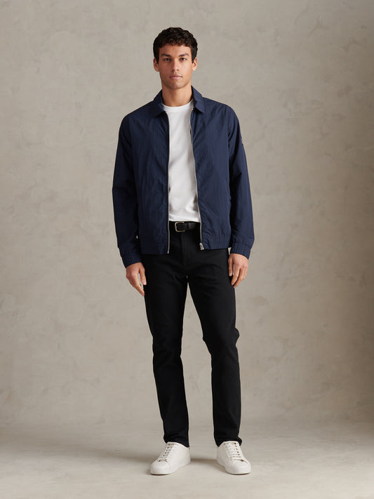 Mens Zip Through Bomber Jacket Dark Sapphire Navy