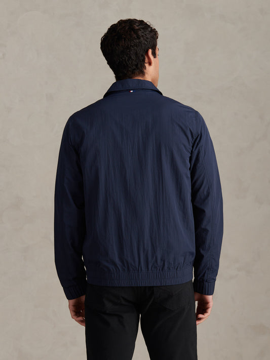 Mens Zip Through Bomber Jacket Dark Sapphire Navy