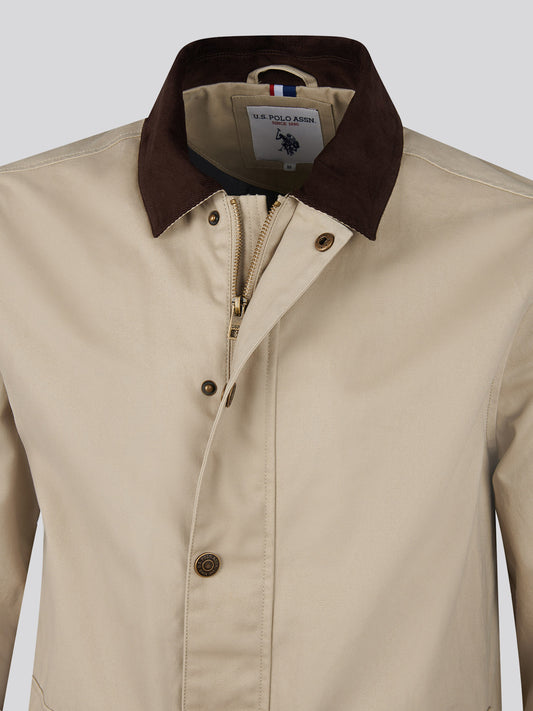 Mens Textured Collared Jacket Trench Coat