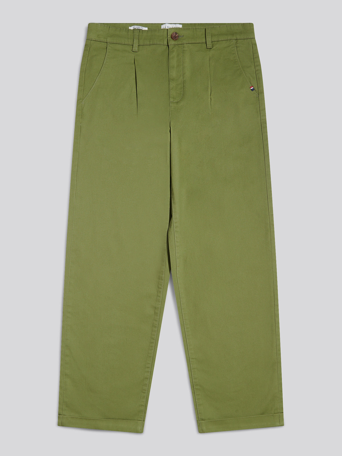 Mens Pleat Front Lightweight Chino Trousers Loden Green