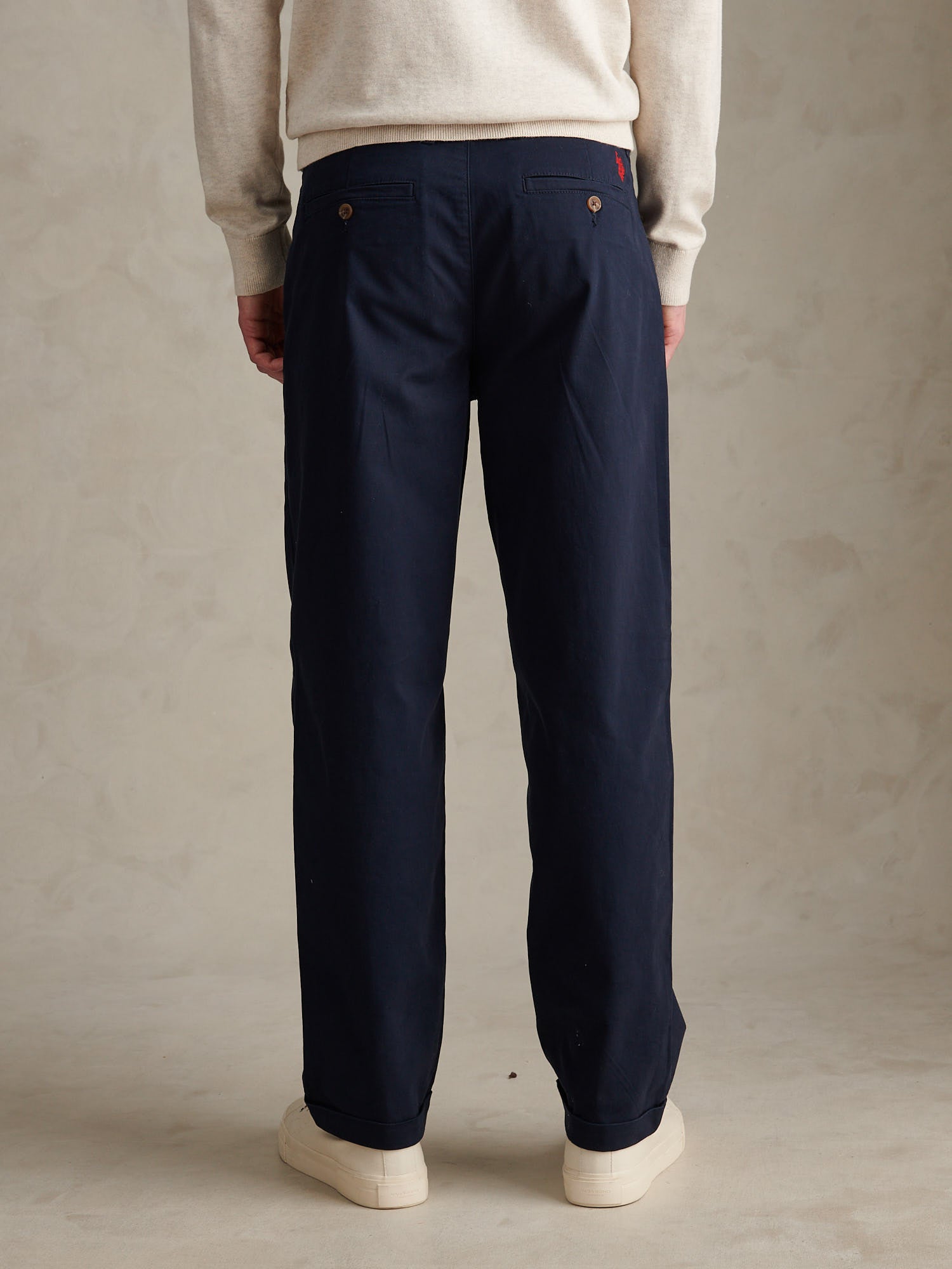 Mens Pleat Front Lightweight Chino Trousers Dark Sapphire Navy