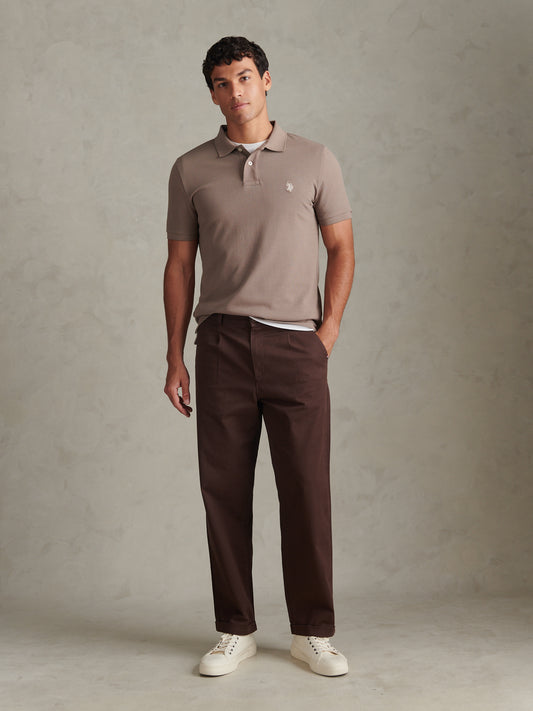 Mens Pleat Front Lightweight Chino Trousers Bracken