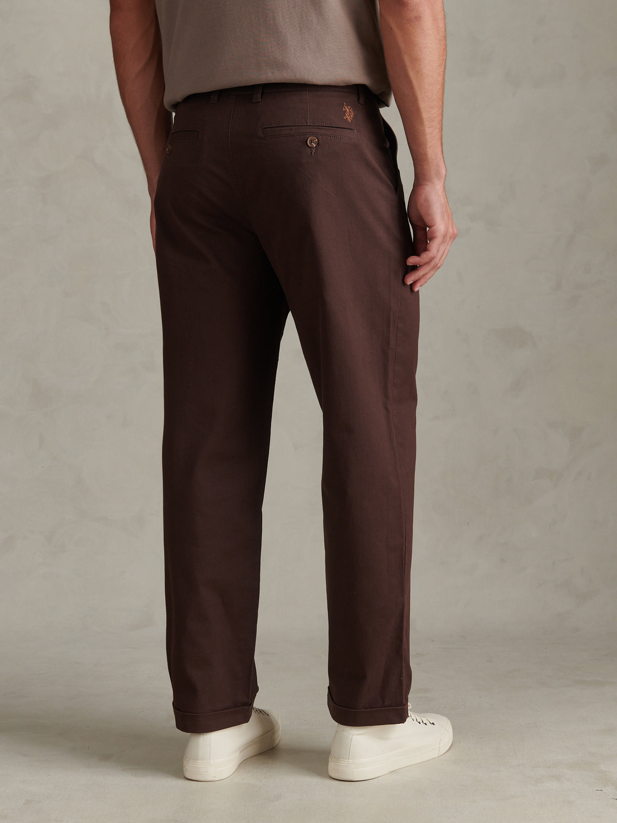 Mens Pleat Front Lightweight Chino Trousers Bracken