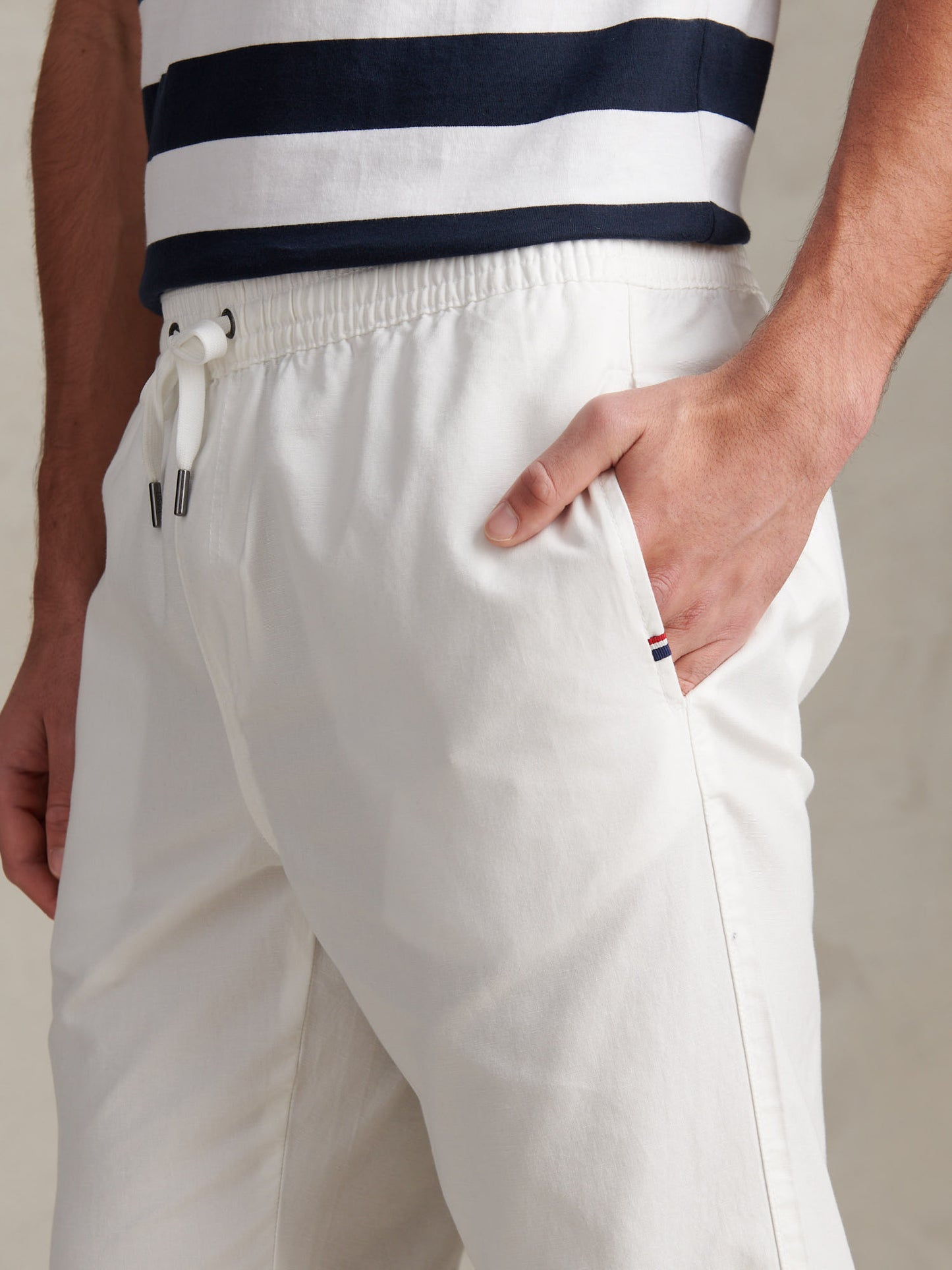 Linen Blend Drawstring Trouser Bright White