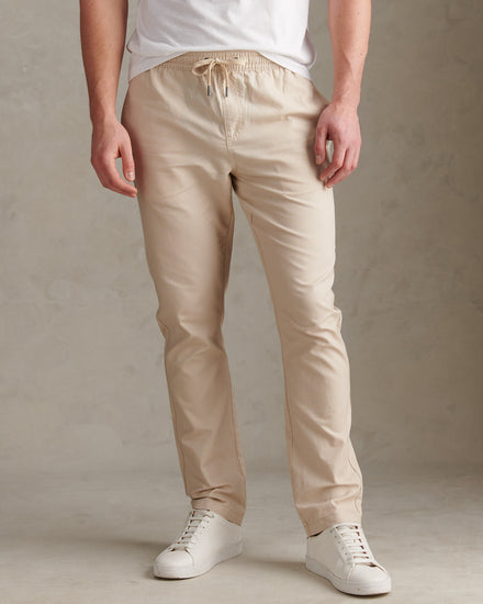 Mens Linen Blend Drawstring Trousers French Oak