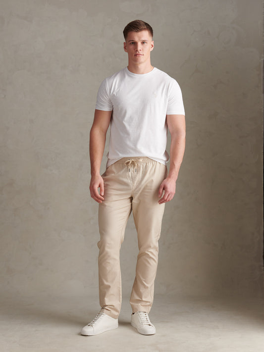 Mens Linen Blend Drawstring Trousers French Oak