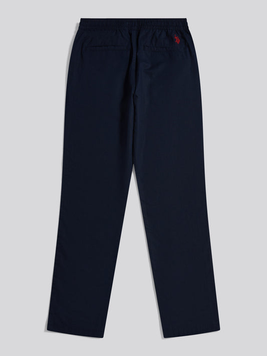 Mens Linen Blend Drawstring Trousers Dark Sapphire Navy / Haute Red DHM