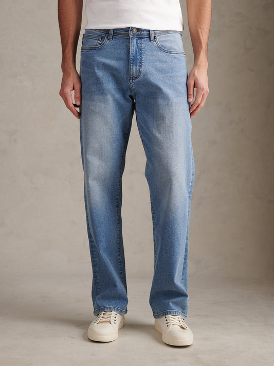 Mens Relaxed Fit Jean Blue Wash
