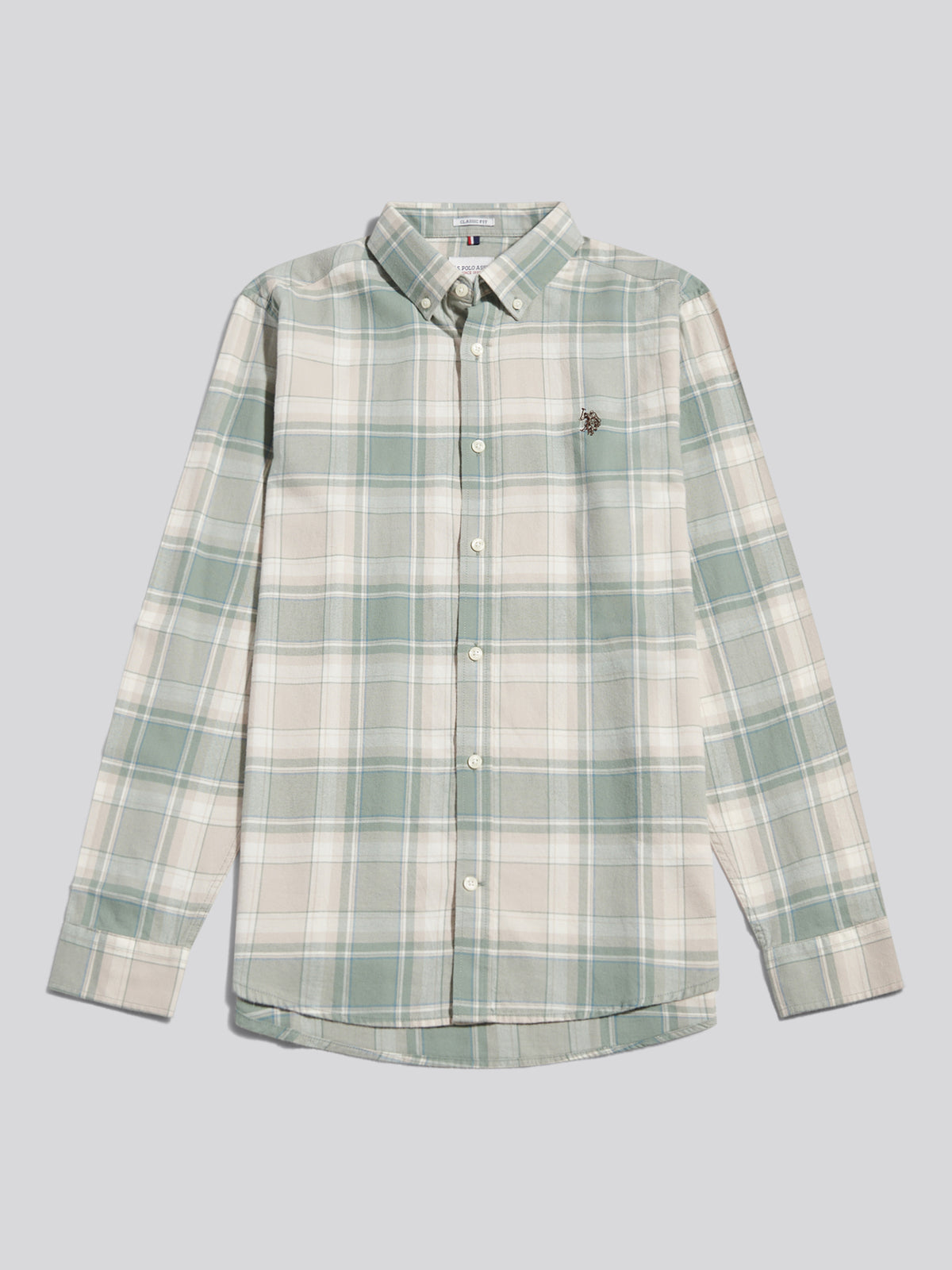 Mens Check Twill Button-Down Shirt Lily Pad
