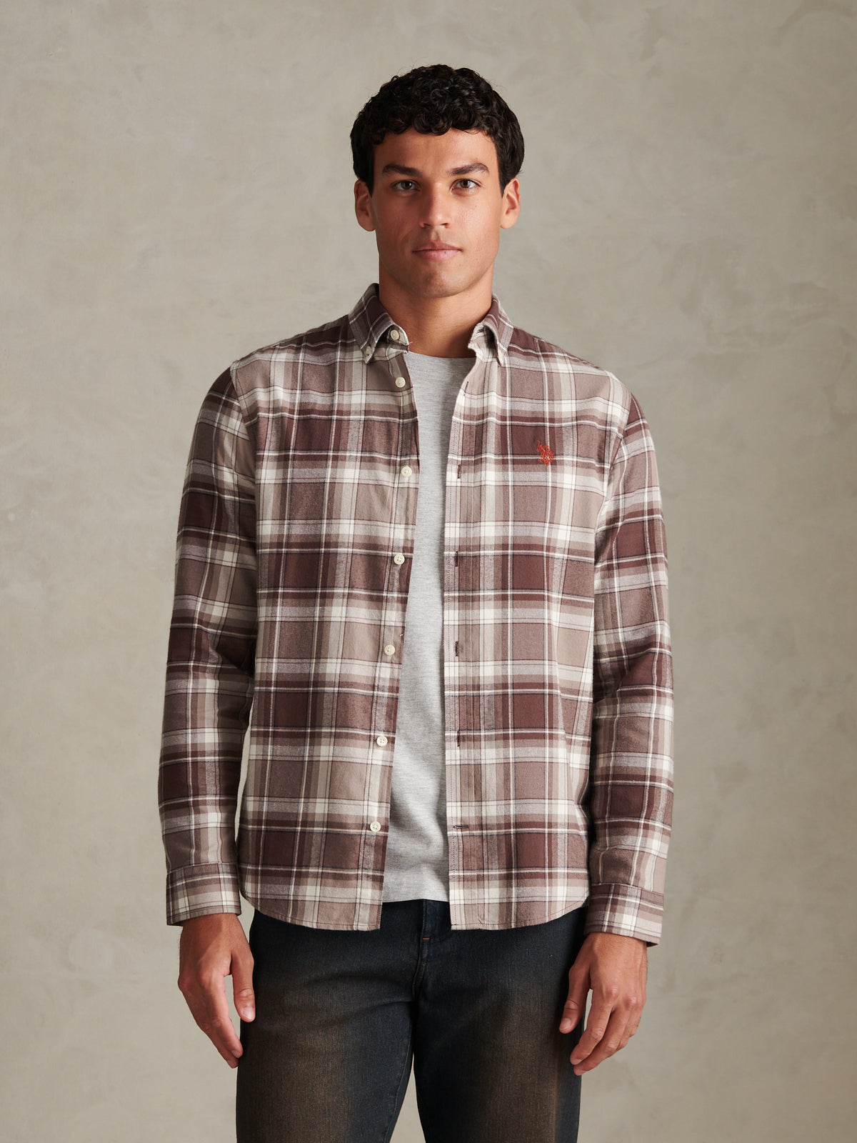Mens Check Twill Button-Down Shirt Bracken