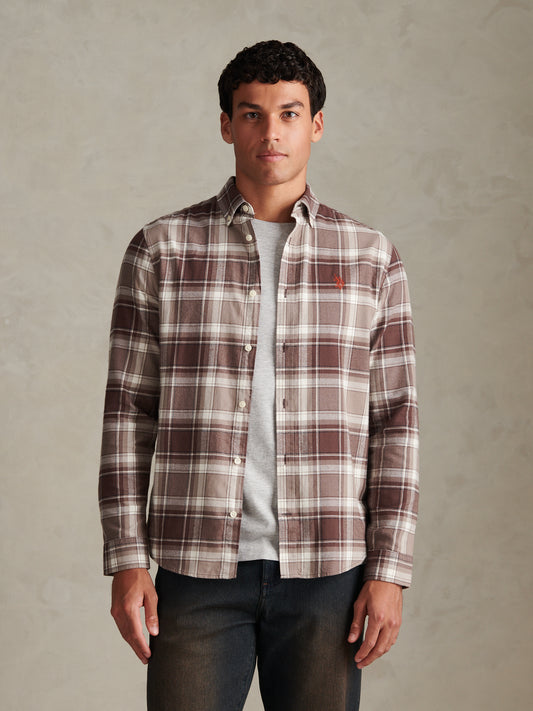 Mens Check Twill Button-Down Shirt Bracken