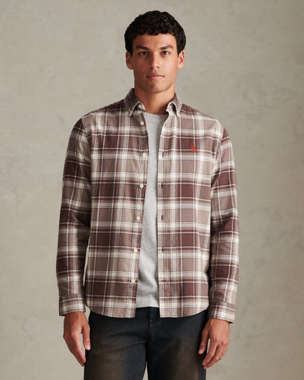 Mens Check Twill Button-Down Shirt Bracken