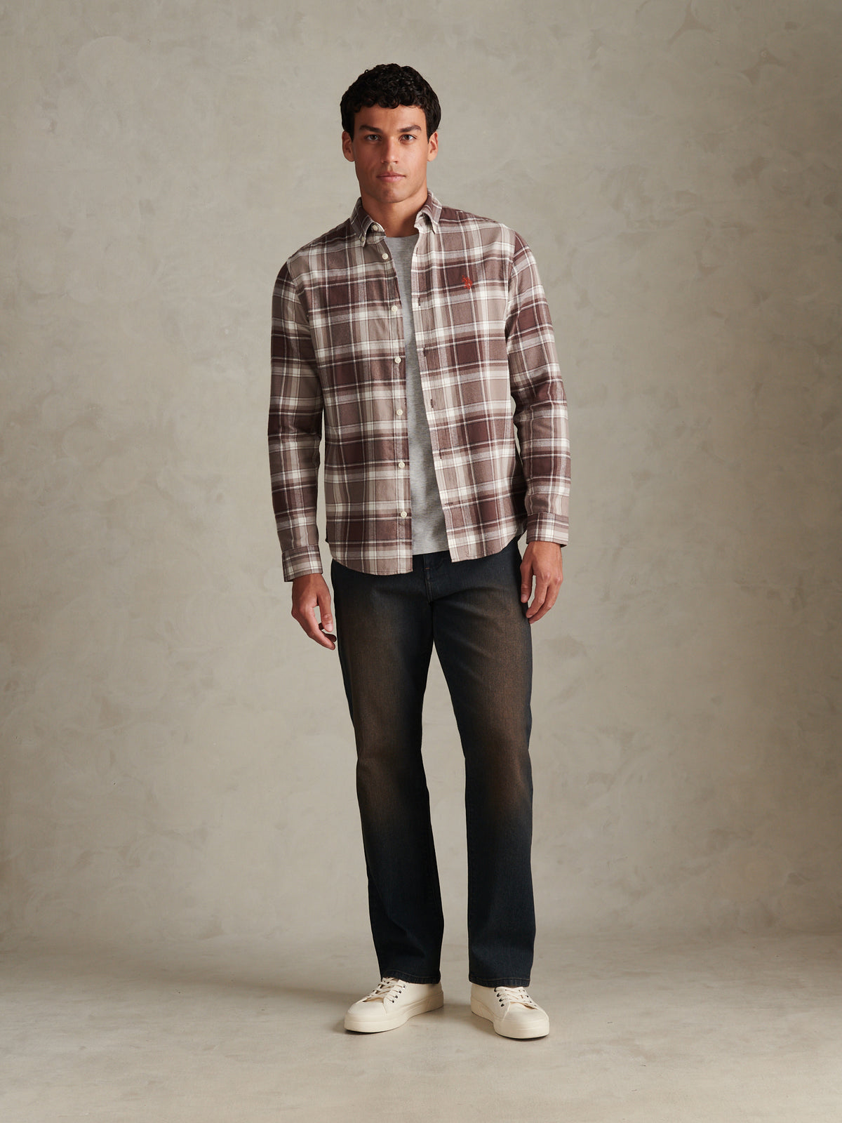 Mens Check Twill Button-Down Shirt Bracken