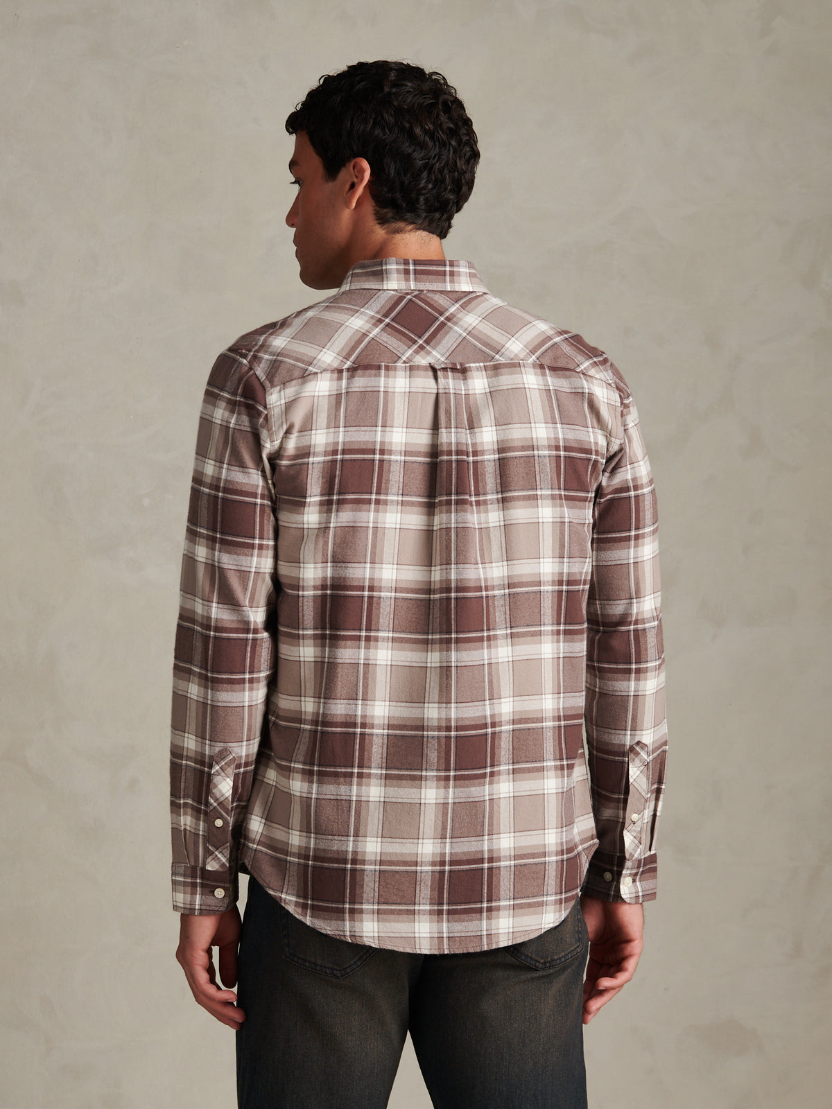 Mens Check Twill Button-Down Shirt Bracken