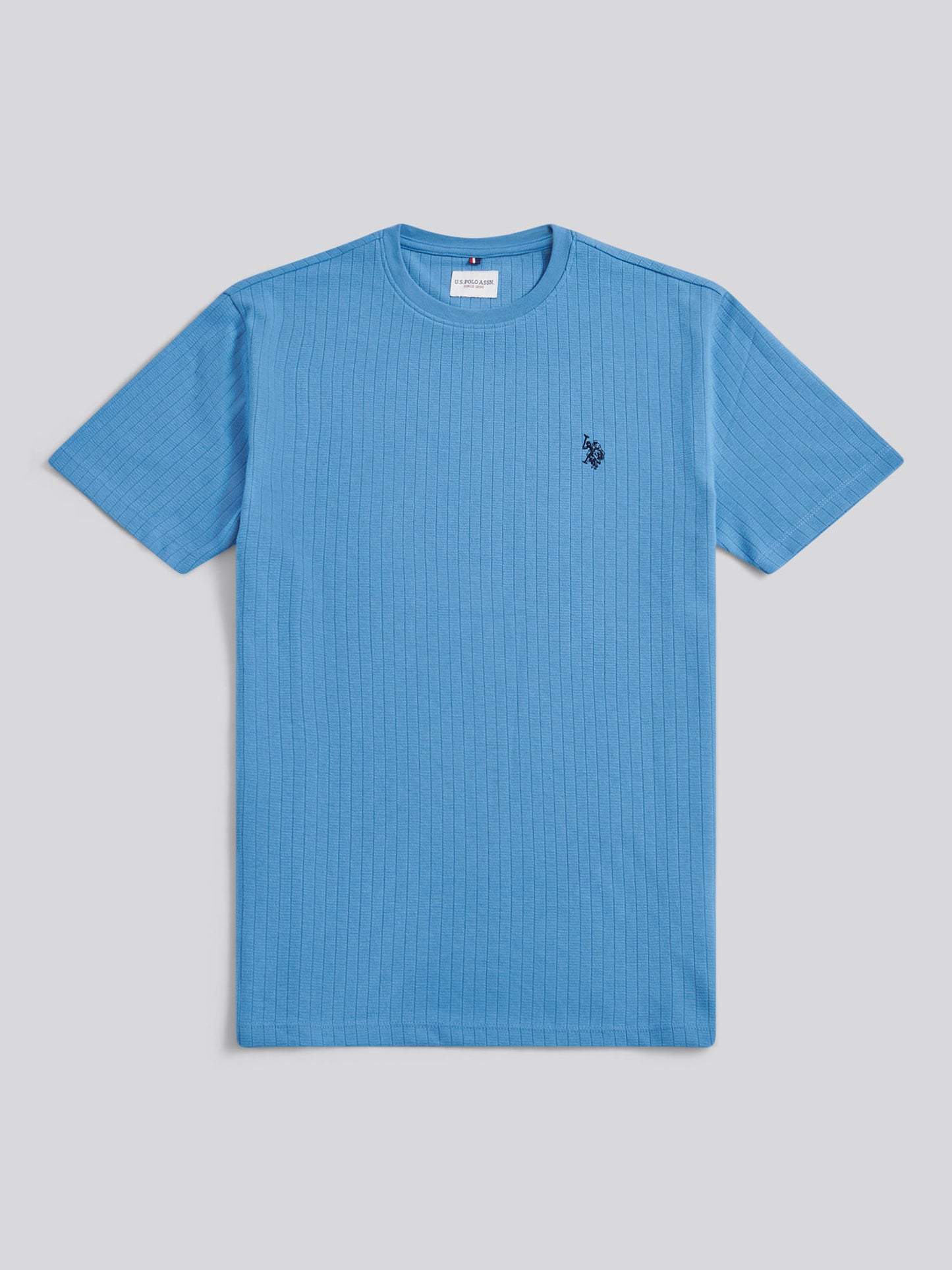 Mens Mini Waffle Stripe Textured T-Shirt Riviera