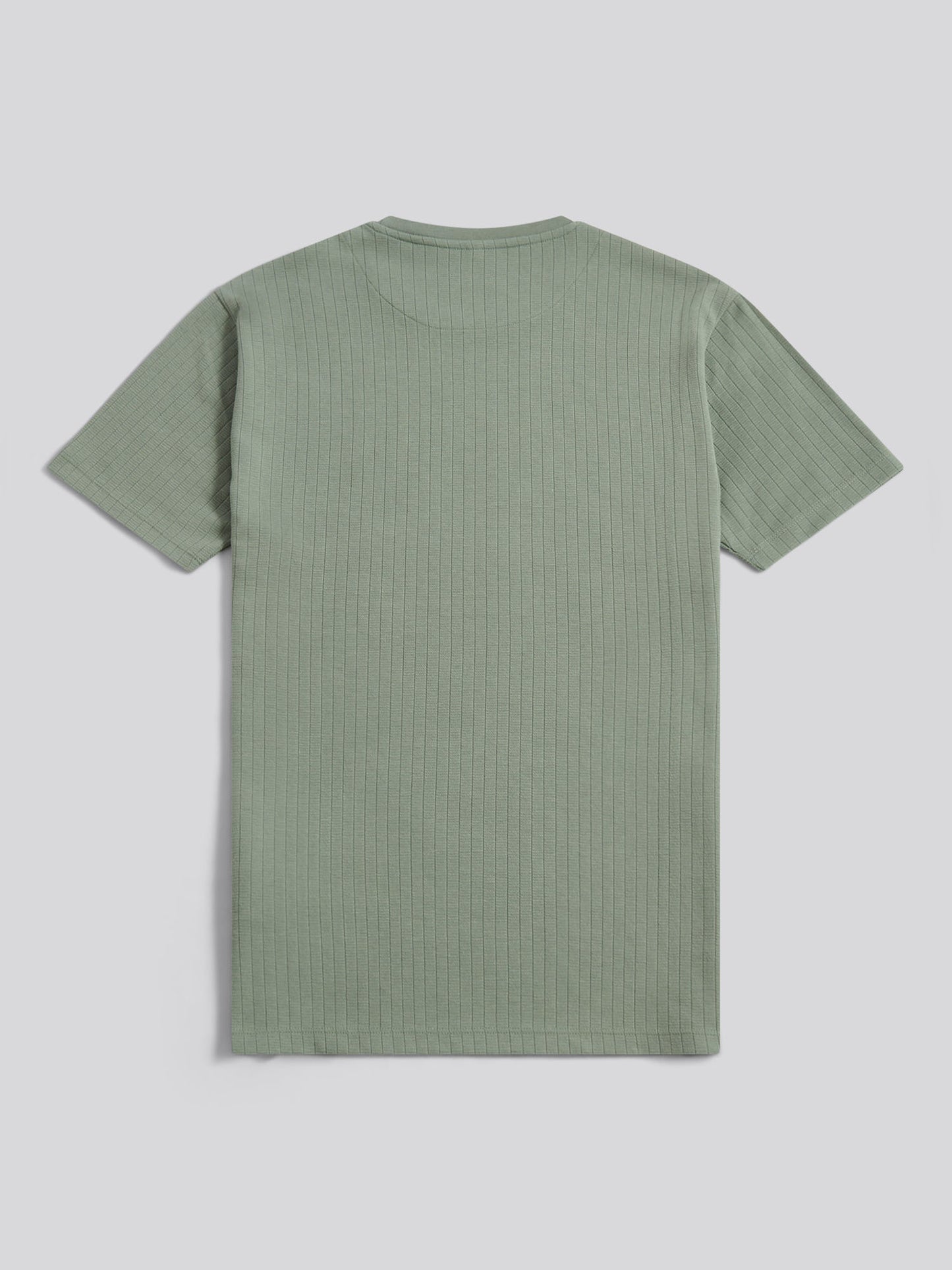 Mens Mini Waffle Stripe Textured T-Shirt Sea Spray