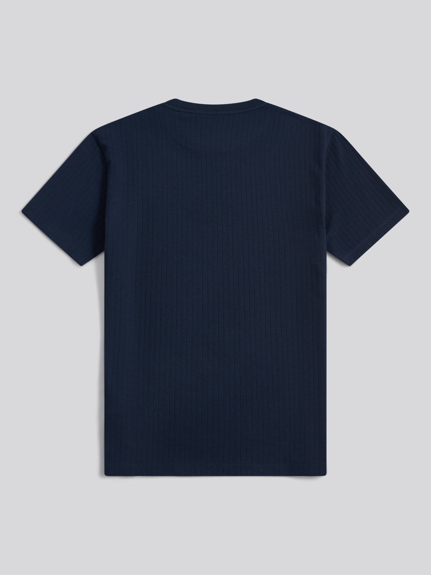 Mens Mini Waffle Stripe Textured T-Shirt Dark Sapphire Navy