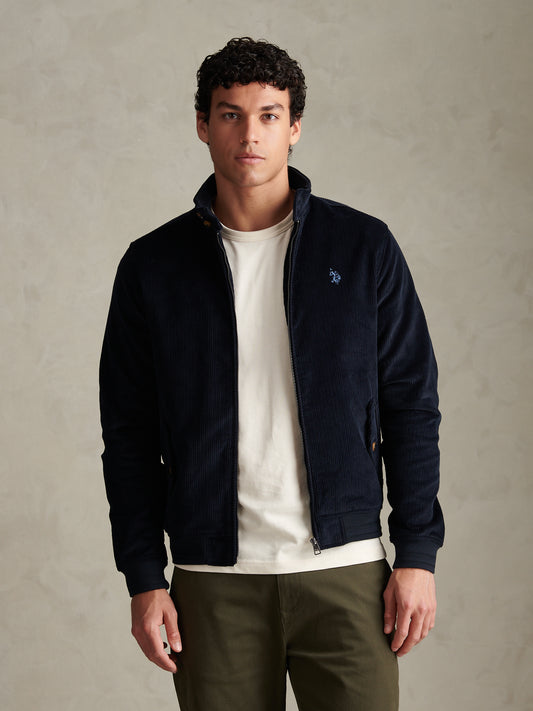 Mens Corduroy Harrington Jacket Dark Sapphire Navy / Moonlight Blue DHM