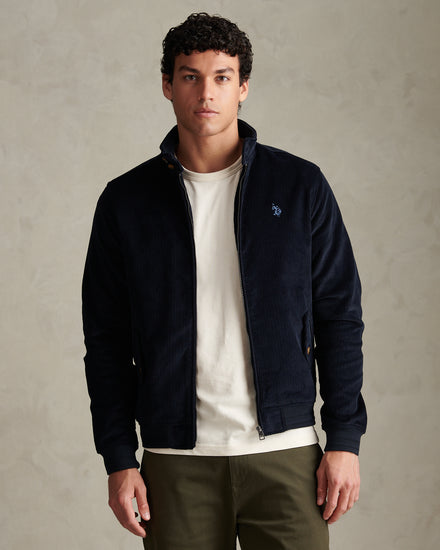 Mens Corduroy Harrington Jacket Dark Sapphire Navy / Moonlight Blue DHM