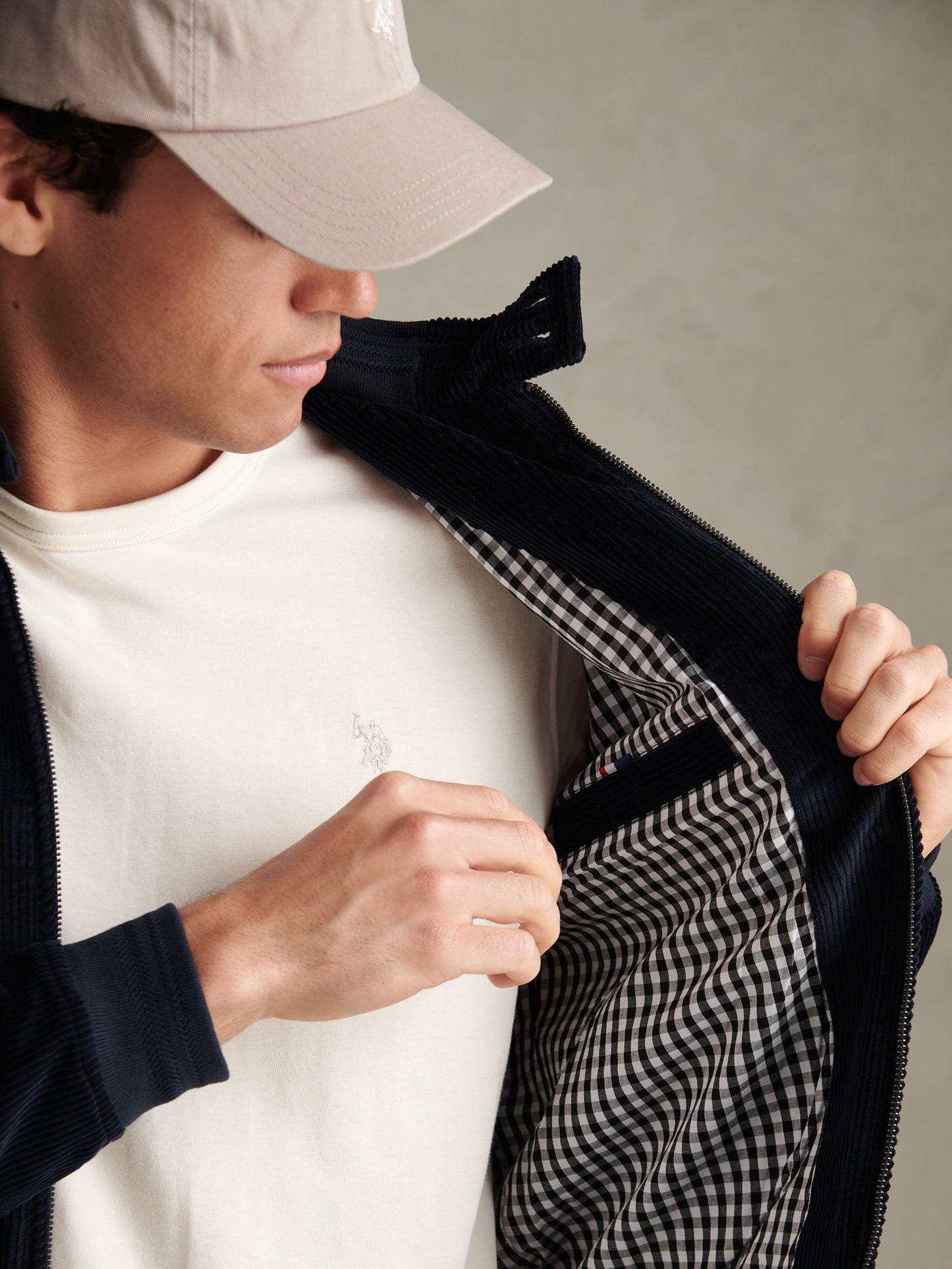 Mens Corduroy Harrington Jacket Dark Sapphire Navy / Moonlight Blue DHM