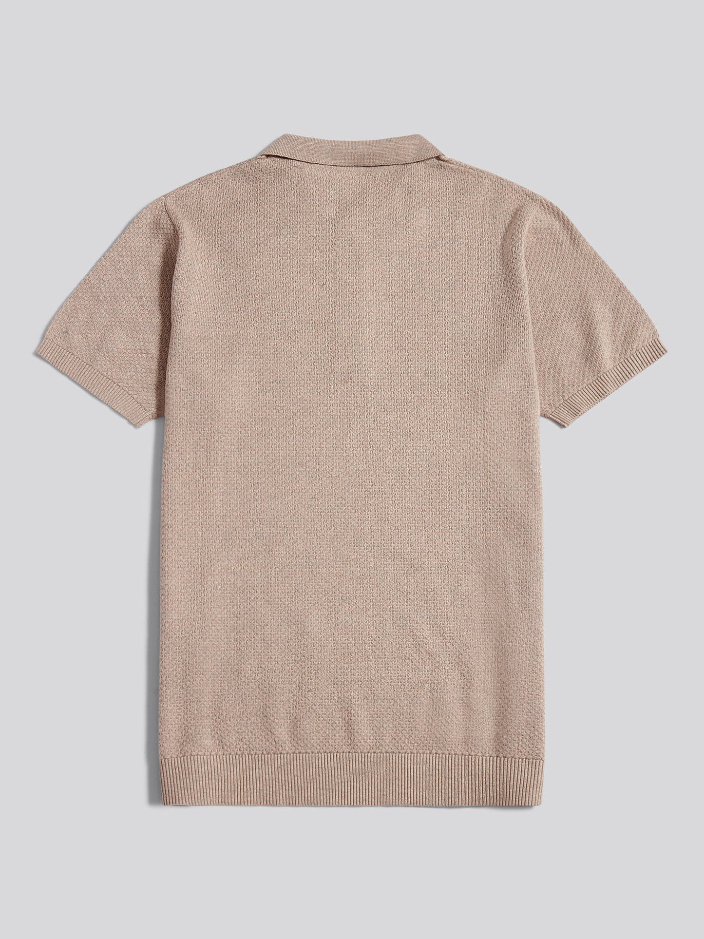 Mens Textured Knit Polo Shirt Atmosphere Marl
