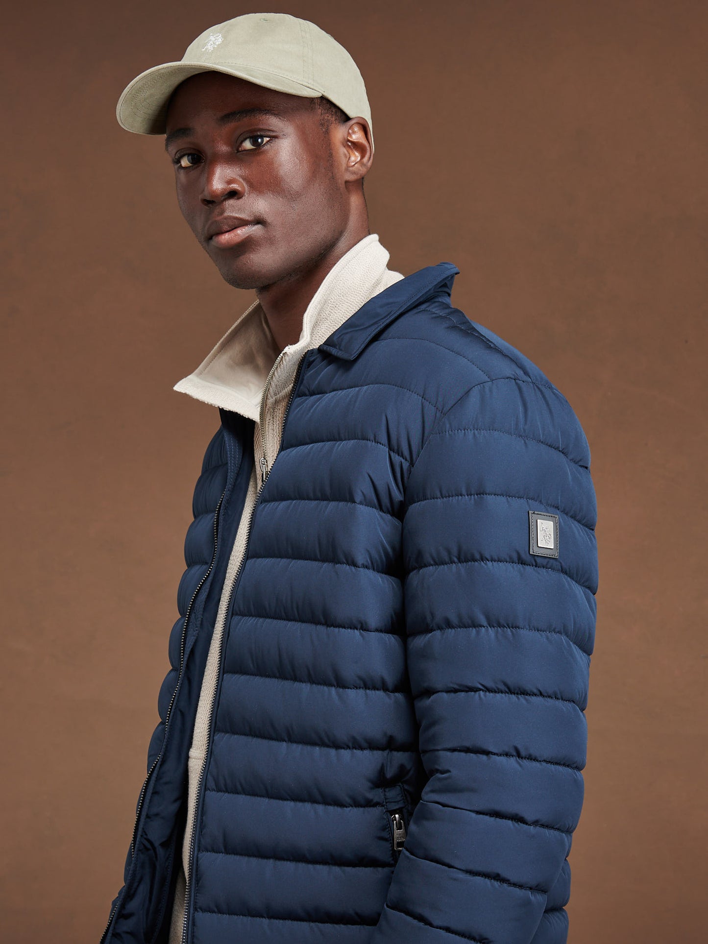 Mens Lightweight Quilted Collared Jacket in Dark Sapphire Navy