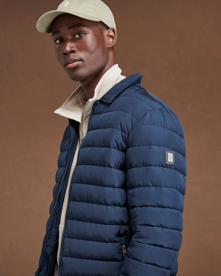 Mens Lightweight Quilted Collared Jacket in Dark Sapphire Navy