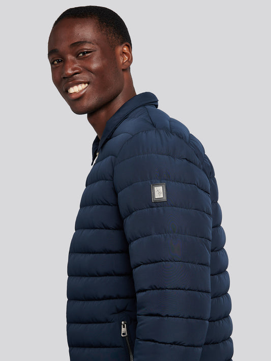 Mens Lightweight Quilted Collared Jacket in Dark Sapphire Navy