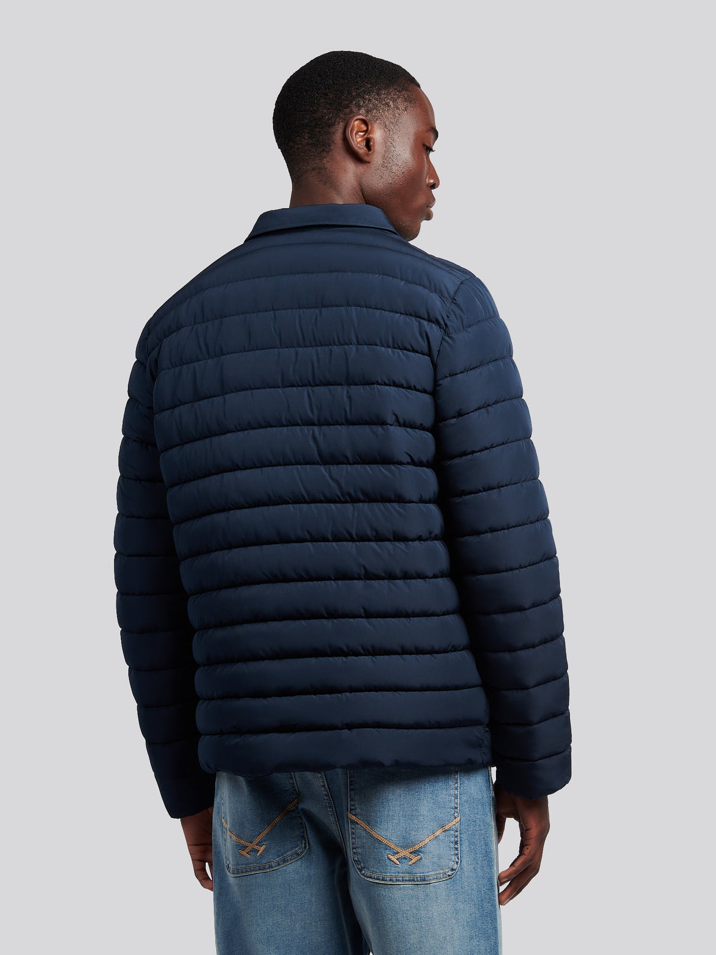 Mens Lightweight Quilted Collared Jacket in Dark Sapphire Navy