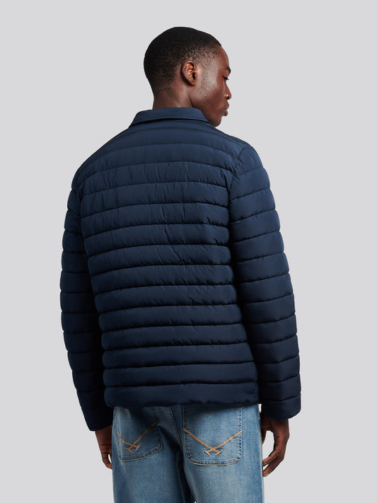 Mens Lightweight Quilted Collared Jacket in Dark Sapphire Navy