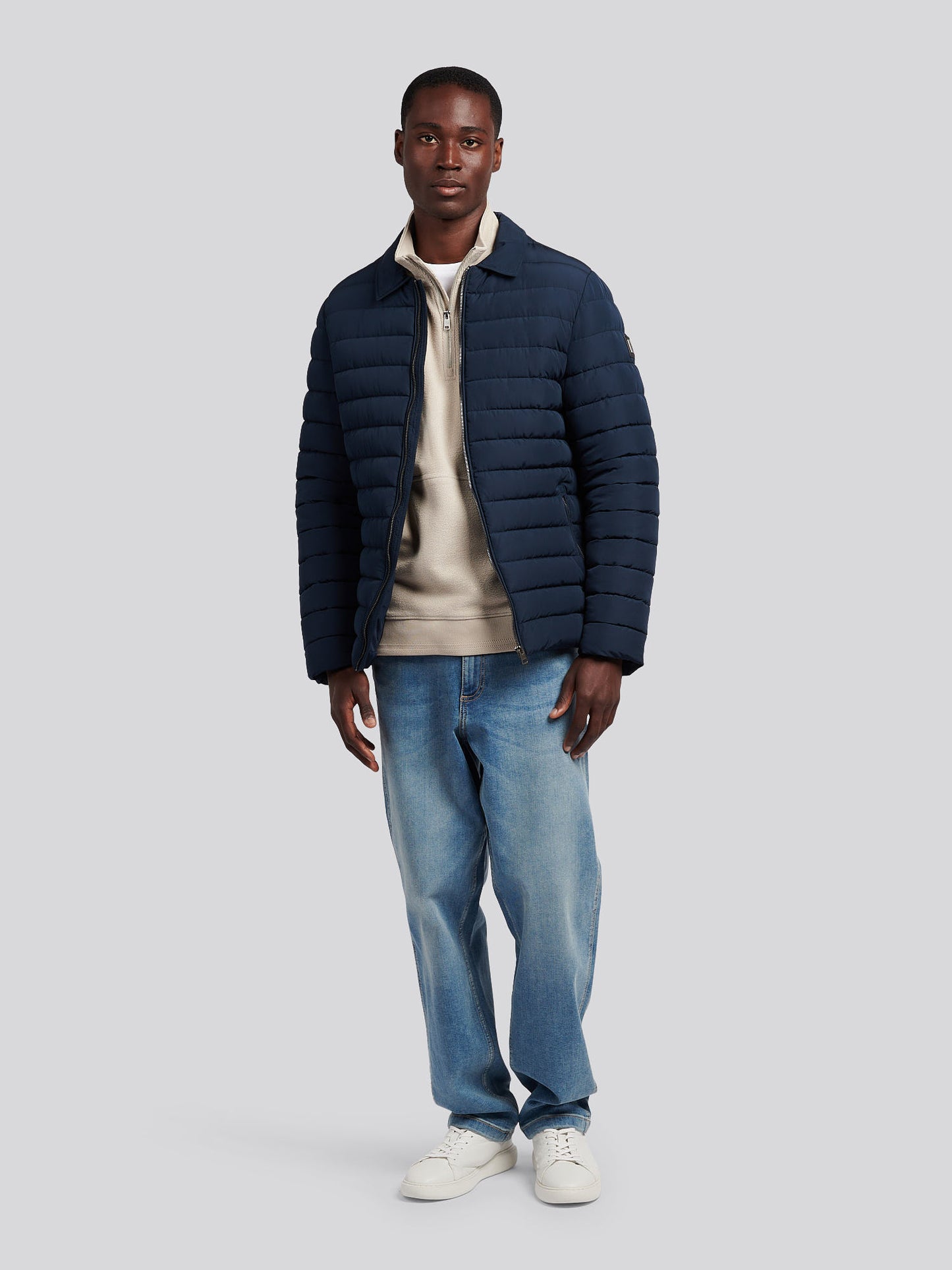 Mens Lightweight Quilted Collared Jacket in Dark Sapphire Navy