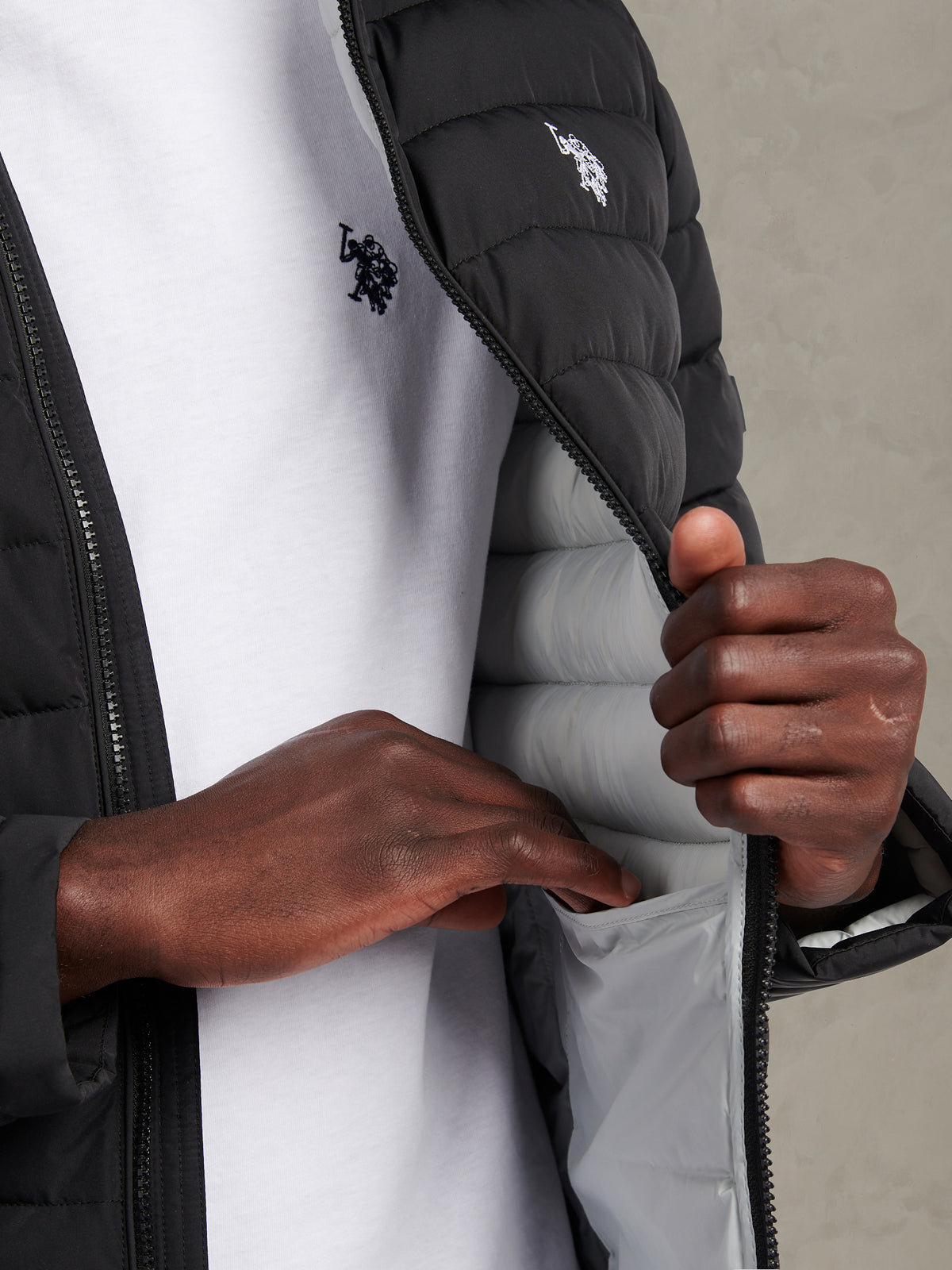 Mens Lightweight Quilt Hooded Puffer Black