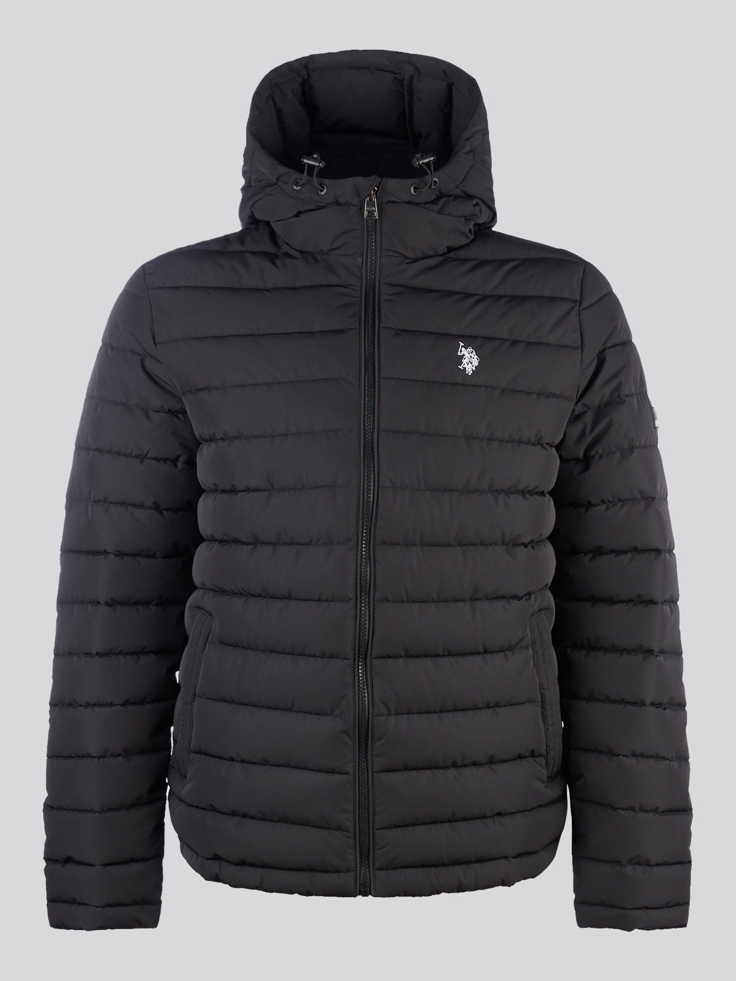 Mens Lightweight Quilt Hooded Puffer Black