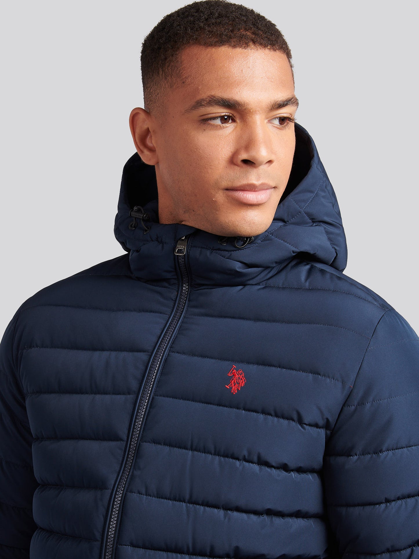 Mens Lightweight Quilt Hooded Puffer in Dark Sapphire Navy