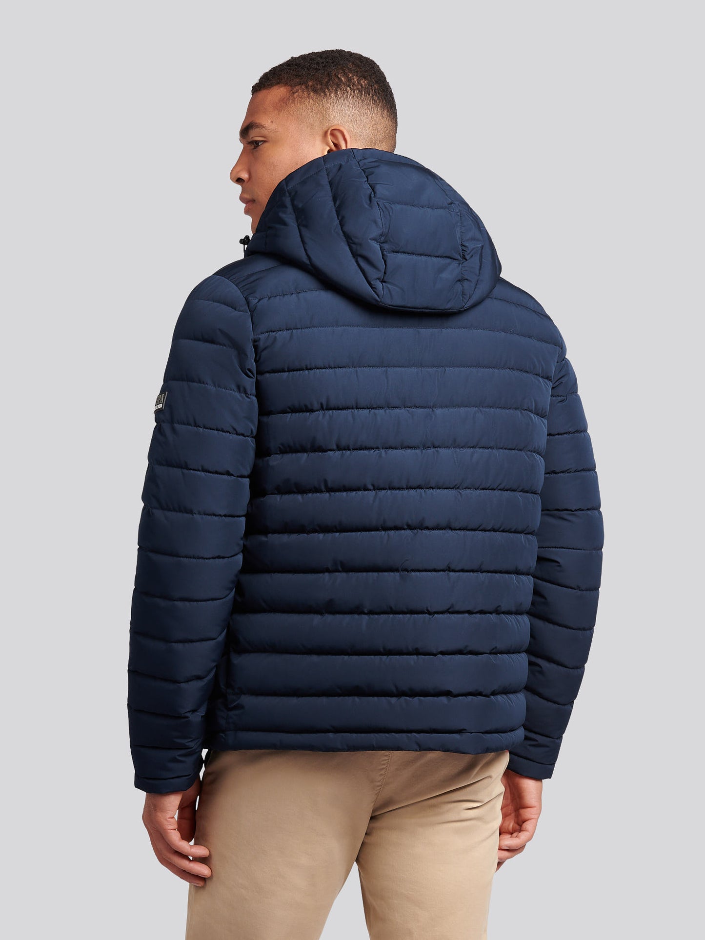 Mens Lightweight Quilt Hooded Puffer in Dark Sapphire Navy