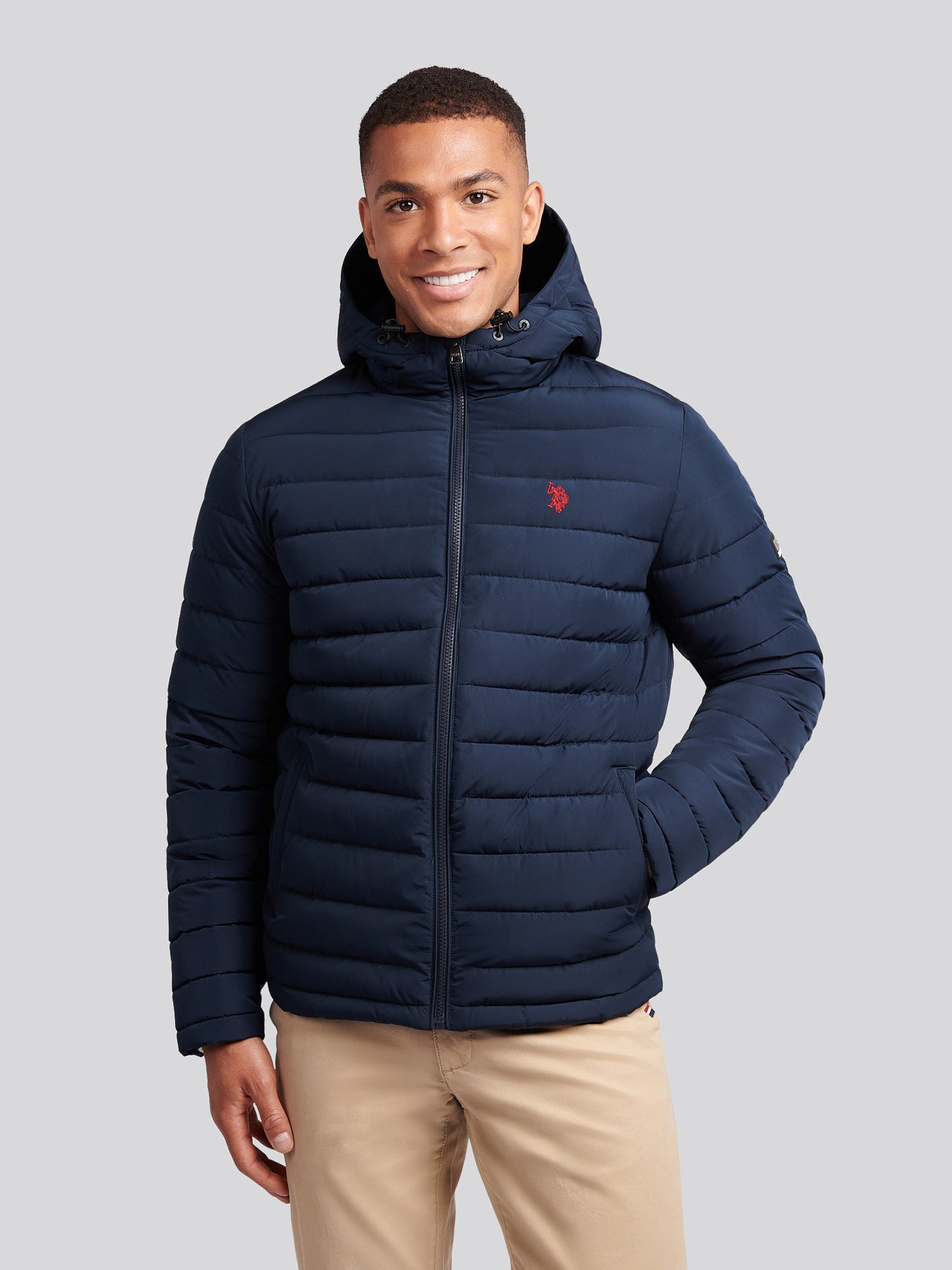 Mens Lightweight Quilt Hooded Puffer in Dark Sapphire Navy