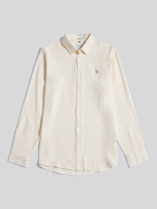 Mens Double Cloth Shirt Whisper White