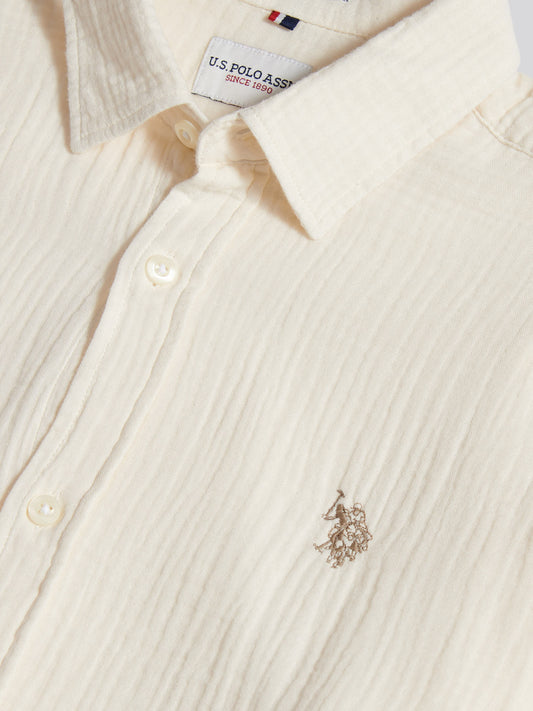 Mens Double Cloth Shirt Whisper White