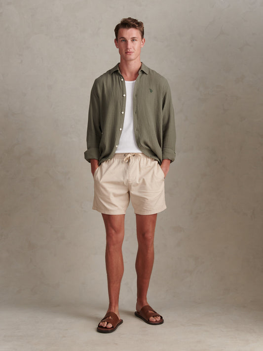 Mens Double Cloth Shirt Mulled Basil