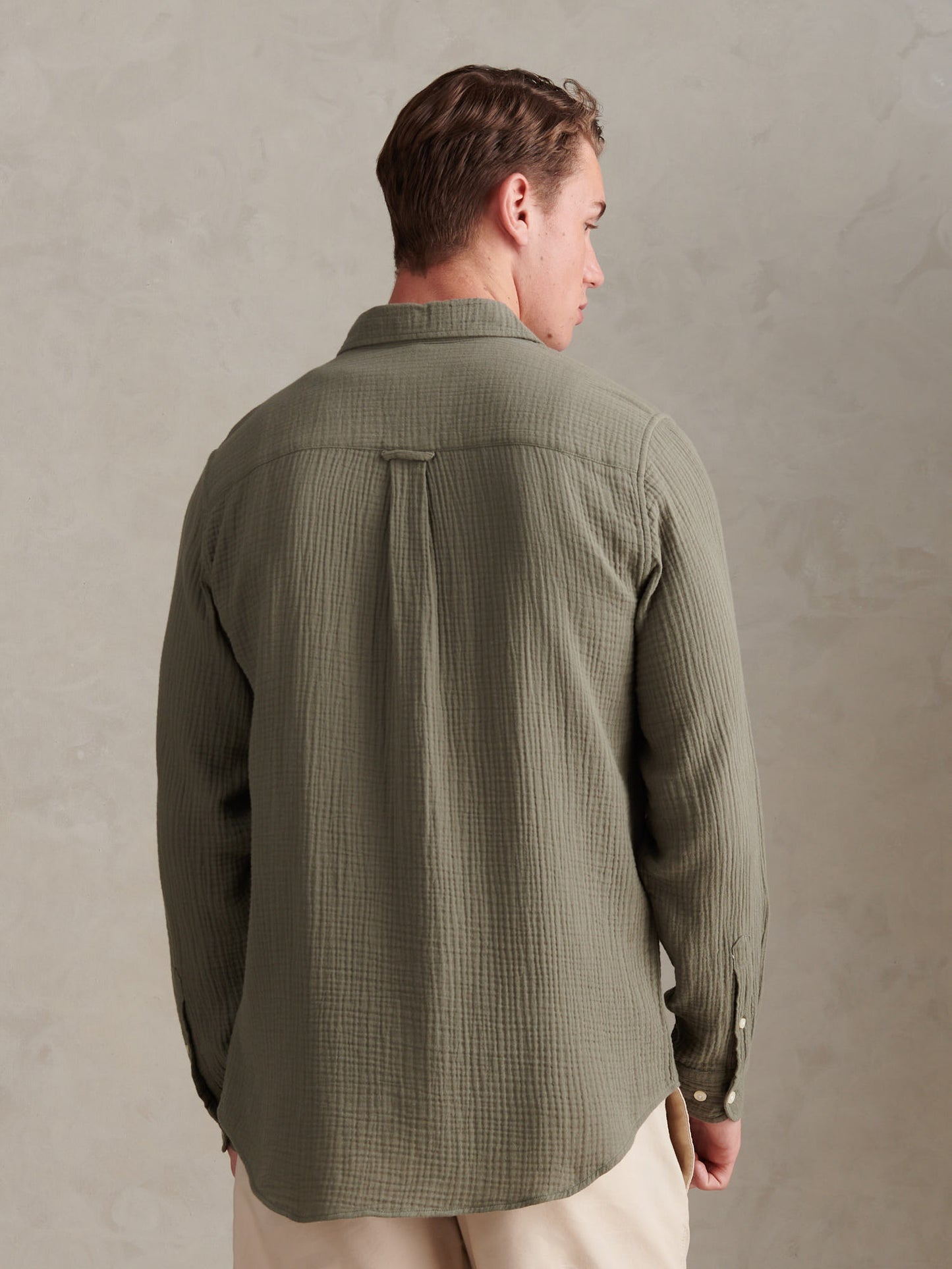 Mens Double Cloth Shirt Mulled Basil